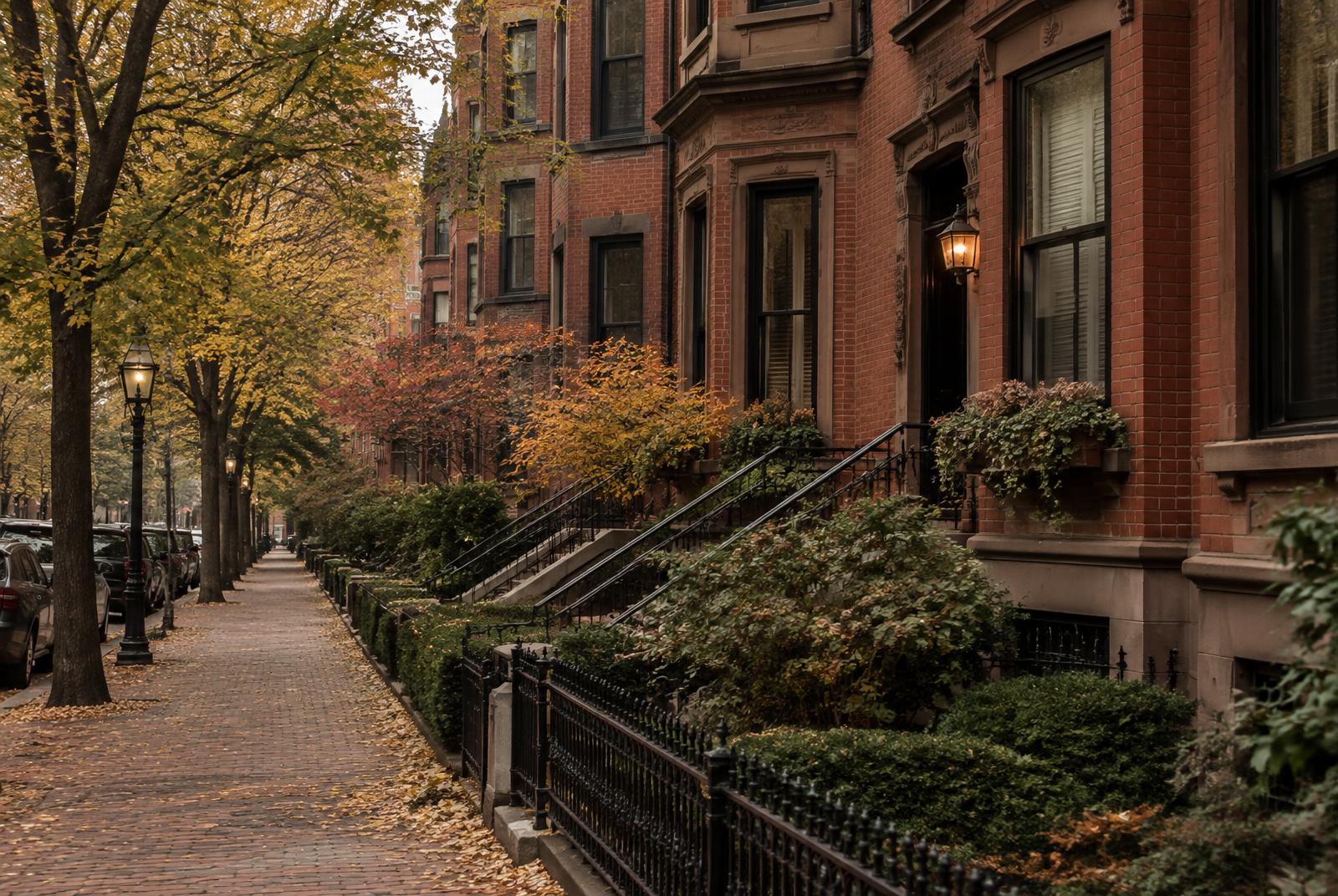 Illustrative image: Boston brownstone street in autumn